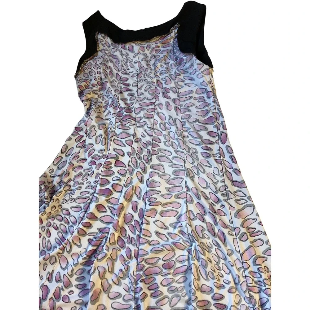 Lily Pink Purple Leopard Print‎ Sleeveless Shift Dress Black Trim Medium